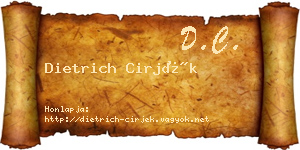 Dietrich Cirjék névjegykártya